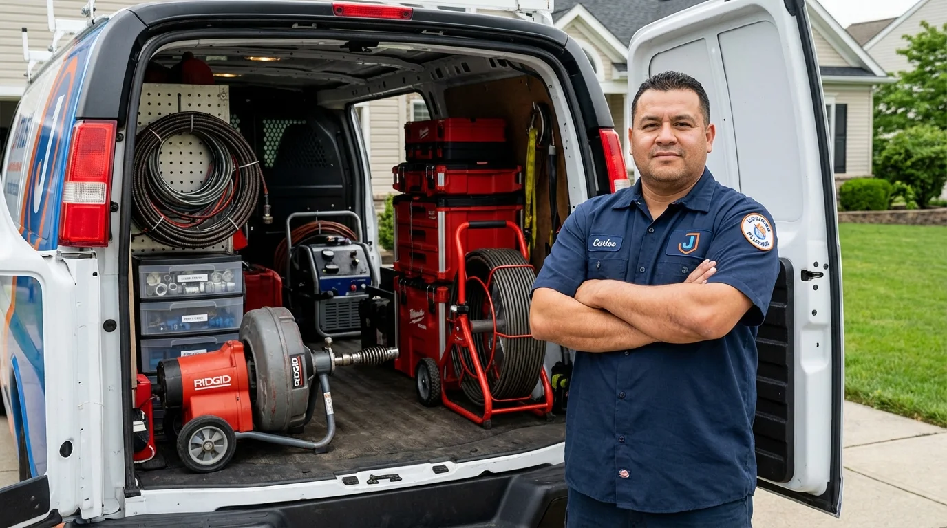 Professional drain cleaning equipment and Johns Plumbing LLC plumber in Beggs