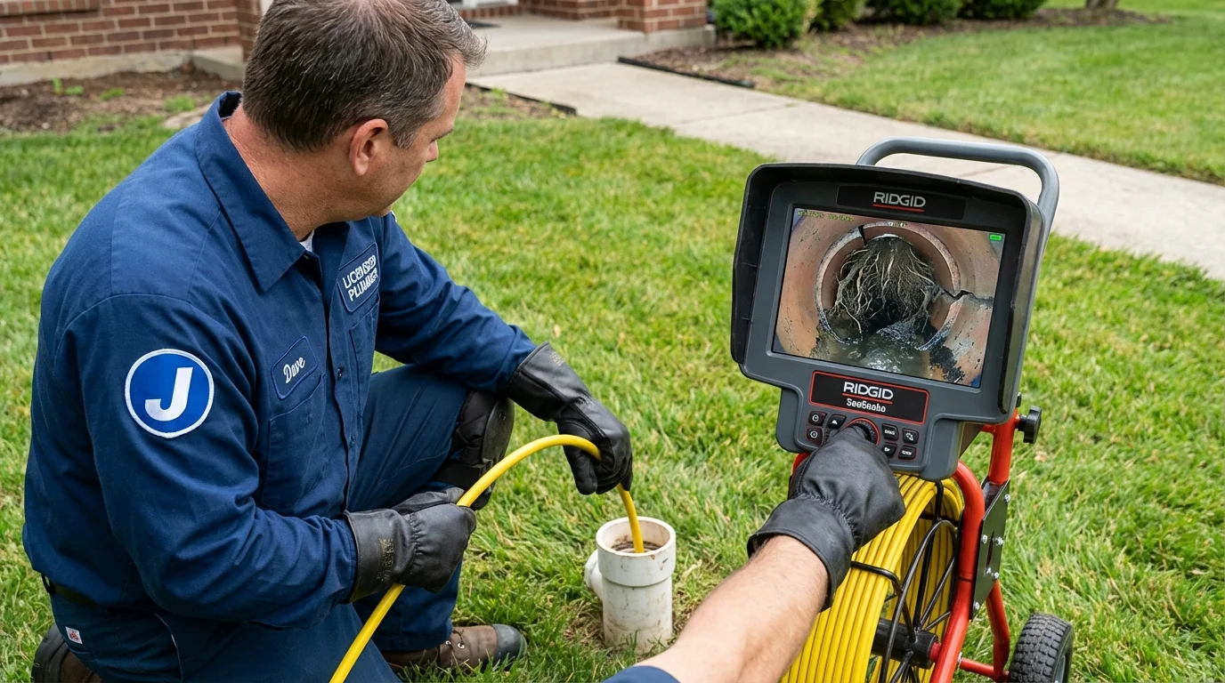 Sewer camera inspection being performed by Johns Plumbing LLC in Beggs